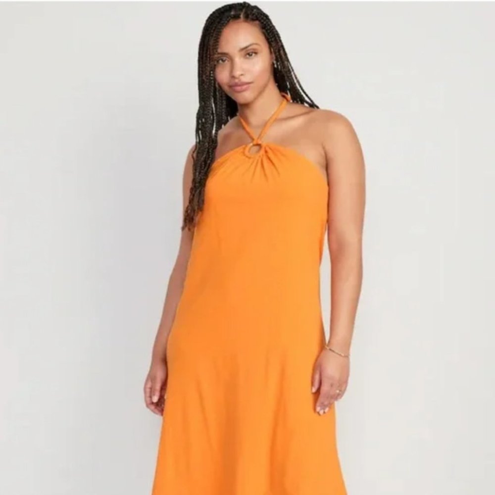 Halter O-Ring Midi Shift Dress NWT Sz L